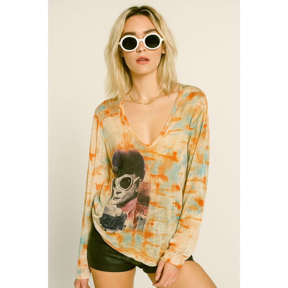 PRINTED ARTWORKS Multicolor Long Sleeve T Shirt Tee Top   Women's Size Large